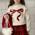 thumbnail image 4 of DHFJKG Bow Sweater For Girl Knitted Long Sleeve Crewneck Loose Fit Pullover Toddlers Kids Teens Casual Wear For 1-14 Years Trendy Tops, 4 of 8