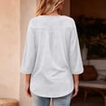 thumbnail image 4 of Qwertyu Womens Top 3/4 Sleeve T-shirts for Women Casual Crew Neck Three Quarter Length Sleeve Solid Fashion Loose Pullover White M, 4 of 7