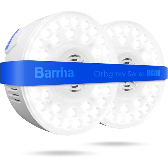 Barrina 2-Pack Orbgrow OG09 Puck LED Grow Light 5000K 18W(2 x 9W 270 Watt Equiv) Plant Lights for Indoor Plants Full Spectrum Magnetic & Linkable Small Grow lamp