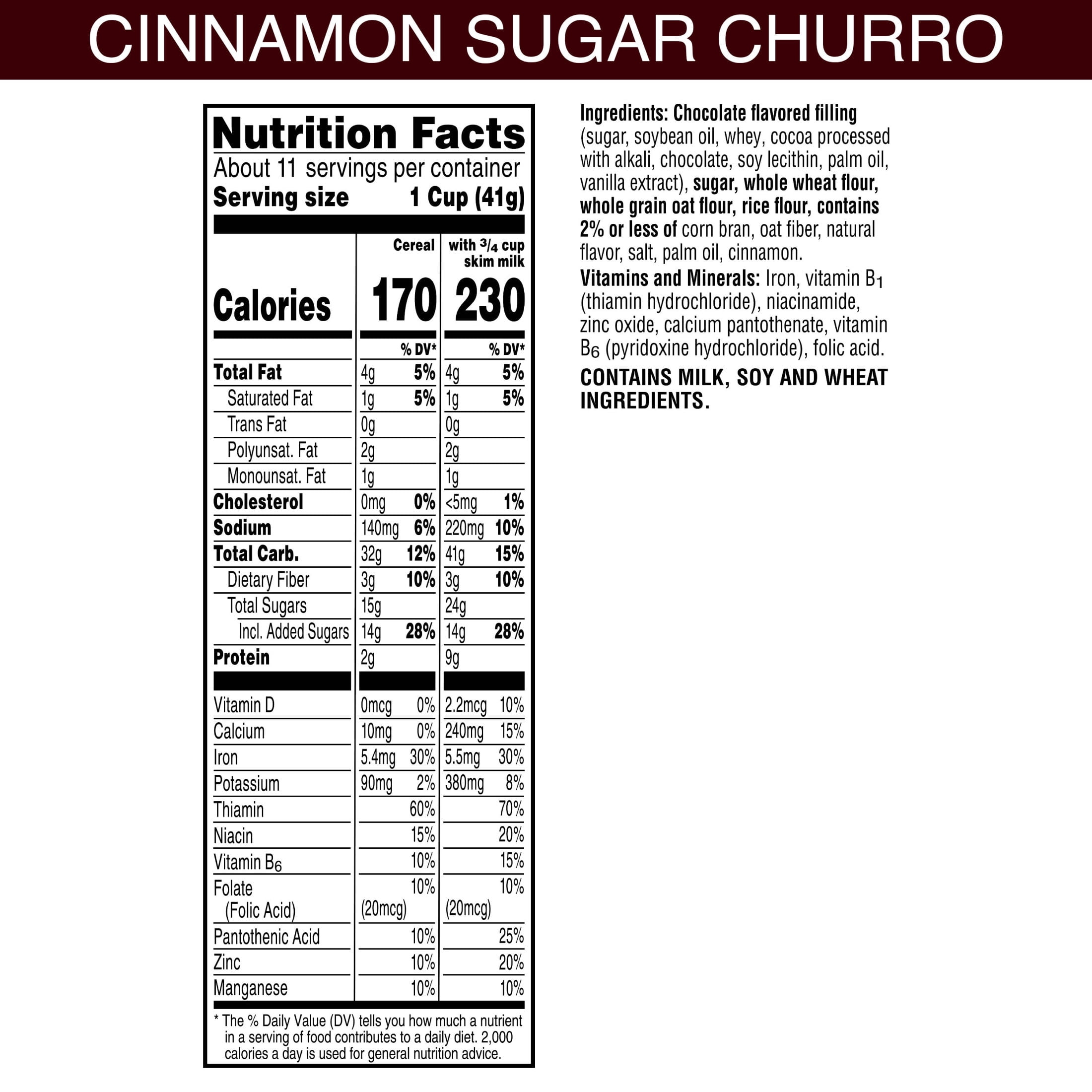 (3 pack) Kellogg's Krave Cinnamon Sugar Churro Breakfast Cereal, Breakfast Food, Family Size, 16.8 oz