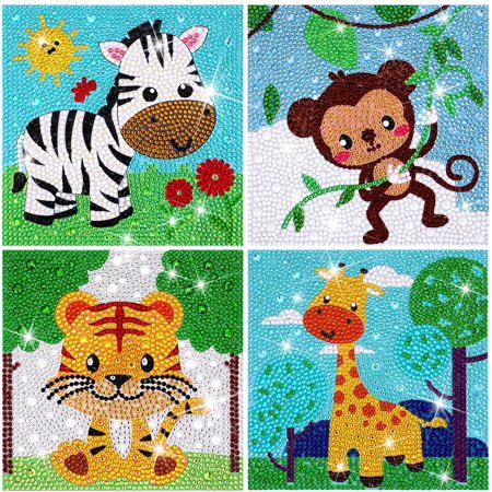 4 Pieces 5D Diamond Painting Kit for Kids Full Drill Painting by