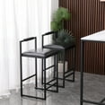 thumbnail image 3 of Bar Stools Set of 2,Counter Height Bar Stools with Back and Footrest,PU Upholstered,Rustic Black, 3 of 7