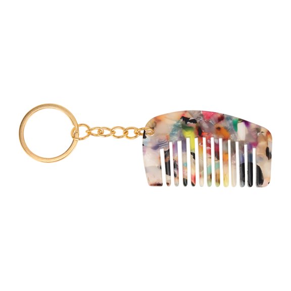 Unique Bargains 1 Pc Mini Keychain Hair Comb Multicolor Acetate Sheet