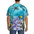 thumbnail image 5 of Lafuoo Corals and Tropical Fish Pattern Men's Cuban Collar Short Sleeve Shirt, Button-Down Resort Beach Pocket Shirt-Medium, 5 of 7