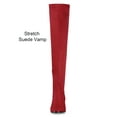 thumbnail image 2 of BLISSFUL STEP Women's Boots Round Toe Block Heel Over Knee High Faux Suede Boots Red 8.5, 2 of 8