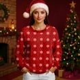 thumbnail image 4 of Women's Fleece Hoodie Long Sleeve Round Neck Casual Comfortable Loose-Fit Lightweight Hoodie with Christmas Design for Winter Season and Comfortable Wear,Wine,L, 4 of 6