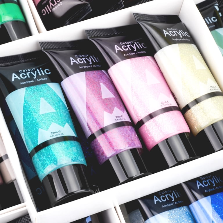 AUREUO Galaxy Glitter Acrylic Paint Set, 8 Sparkle Colors photo 6