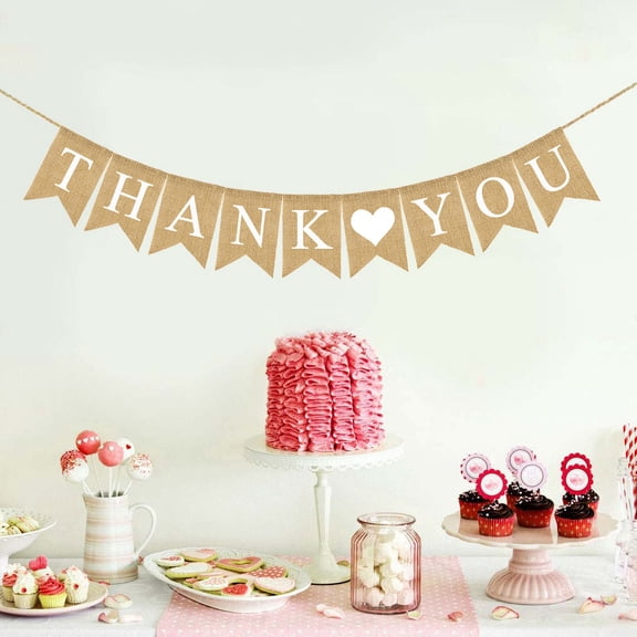 ROMANSENTIAL T You Banner Decor Khaki Linen Gar for Party and Wedding Use