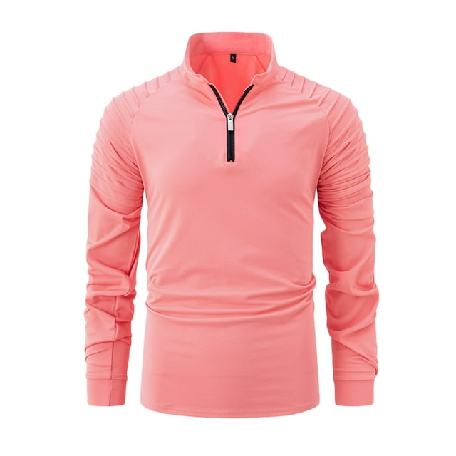 pstuiky camisa de manga larga para hombre, Camiseta deportiva de manga corta con cuello alto y media cremallera para hombre camisetas de hombre xxxl