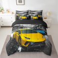 thumbnail image 2 of Racing Car 7 Pcs Comforter Set Full Cool Speed Car Bedding Race Car Extreme Sport Sheet Set Bed in A Bag Vehicle Automobile Grey Yellow Road Bedroom Decor Bed Set, 2 of 5