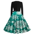 thumbnail image 4 of IROINNID Christmas Dresses for Women Sales Long Sleeve Christmas Print V-Neck Knee-High Dress,Green, 4 of 4