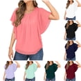 thumbnail image 1 of Camisa gris para mujer,Camiseta estampada para mujer, cuello redondo, manga 3/4, poliéster, informal, plisada, largo regular, para uso diario, sopatenor, 1 of 8