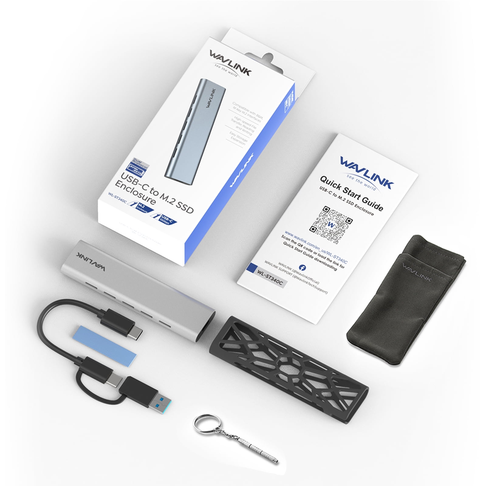 8TB SSD Enclosure, 10Gbps USB to NVMe PCI-E & SATA SSD Case, with UASP Trim for M-Key/B+M Key SSD