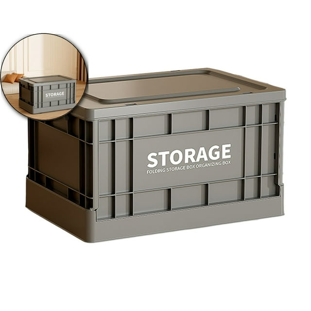 Dvruxg Bacs de Rangement avec Couvercles, Bacs de Rangement Empilables et Pliables pour Garage, Camping, Plein Air et Organisation (Noir)