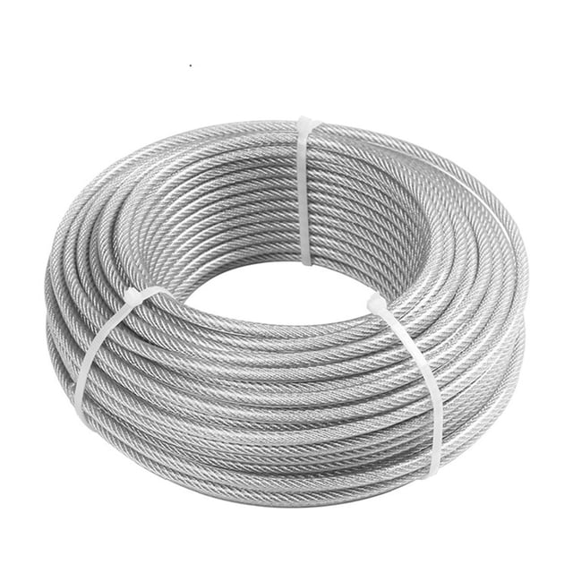 Wire Rope, Lifting Wire Rope 50M 304 Stainless Steel Wire Rope Soft With Coated 3mm Lifting Cable 7*7 Clothesline ,Easy to Carry