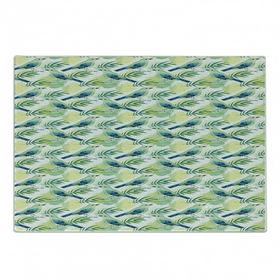 Birds Cutting Board, Romantic Perched Spotted Sparrows Wet in Wet Watercolor Technique, Decorative Tempered Glass Cutting and Serving Board, in 3 Sizes, by Ambesonne