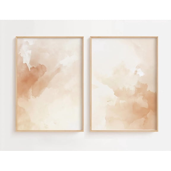 Neutral Abstract Art Prints Set Of Two, Boho For Living Room, Bedroom, Modern Neutral Blush Home Decor, Modern Wall Decor Set 2 Prints, Poster Only