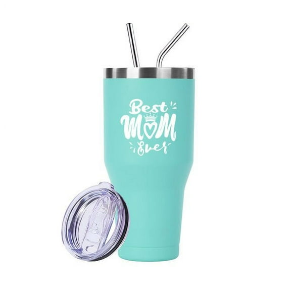 Best Mom Ever Gift - Ezprogear 40 oz Stainless Steel Ice Coffee Tumbler with Lid & Straws Gift for Mother (Mint)