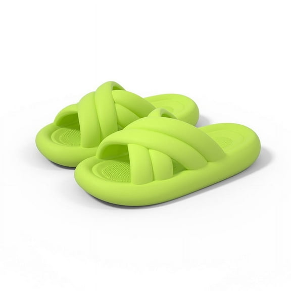 Nvzi -b Pillow Slippers for Women and Men Non Slip Quick Drying Shower Slides Bathroom Sandals ，Ultra Cushion ，Thick Sole（Size：40-41，Green）
