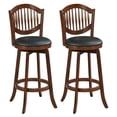 thumbnail image 1 of Costway Swivel Bar Stools Set of 2, 30" Bar Height Chairs with Backrest and Wood Frame, 1 of 9