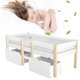 thumbnail image 2 of [NOVEDAD]Cama cama infantil con cajón y anticaída, madera maciza de pino-90x190 cm-blanco y roble esquí esquí Gafas de esquí, 2 of 5