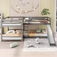 thumbnail image 6 of Full & Twin Size Pine Wood L-Shaped Bunk Bed with Slide & Short Ladder, Gray - No Box Spring Needed, 6 of 13