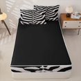 thumbnail image 4 of Erosebridal Zebra Stripe Zipper Queen Comforter Set with Fitted Sheet and 2 Pillowcases,Animal Line Zipper Bedding Set For Girls,Black Reversible,4-Piece, 4 of 7