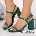 thumbnail image 5 of SACFOF Women's Strappy Sandals, Block High Heel, Ankle Buckle Zip Closure, Dress Party Heels, 5 of 6