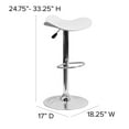 thumbnail image 2 of Contemporary White Vinyl Adjustable Height Barstool with Wavy Seat and Chrome Base, 2 of 9