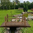 thumbnail image 3 of VINGLI 4 ft Garden Bridge Wooden Arch Footbridge-Carbonized Wood, 3 of 9