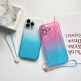 thumbnail image 3 of Compatible with iPhone 15 Pro Max Cute Case Gradient Frosted Wrist Strap Chain Transparent Lens Protection Clear Fashion Protection Shockproof Cover for Women Girls, 3 of 8