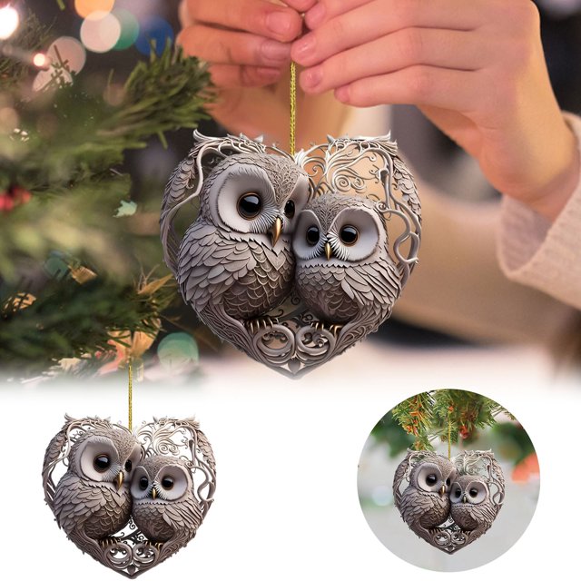 2D Acrylic Hanging Pendant Featuring Adorable Owl Artwork Ideal For Home Wall And Party Display