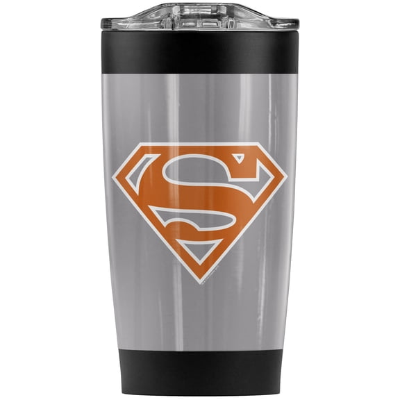 Superman Burnt Orange & White Shield Stainless Steel Tumbler 20 oz Coffee Travel Mug/Cup, Vacuum Insulated & Double Wall with Leakproof Sliding Lid | Great for Hot Drinks and Cold Beverages
