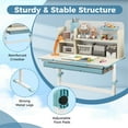 thumbnail image 4 of Gymax Kids Multifunctional Study Table Study Desk w/ Tiltable Desktop Book Stand Blue, 4 of 10