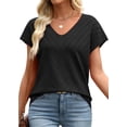 thumbnail image 3 of Suéter WIHOLL cuello en V, manga corta, ligero, negro, talla XL, 3 of 5