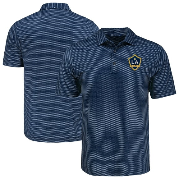 Men's-Cutter & Buck  Navy LA Galaxy Big & Tall Pike Eco Shadow Check Print Recycled Polo