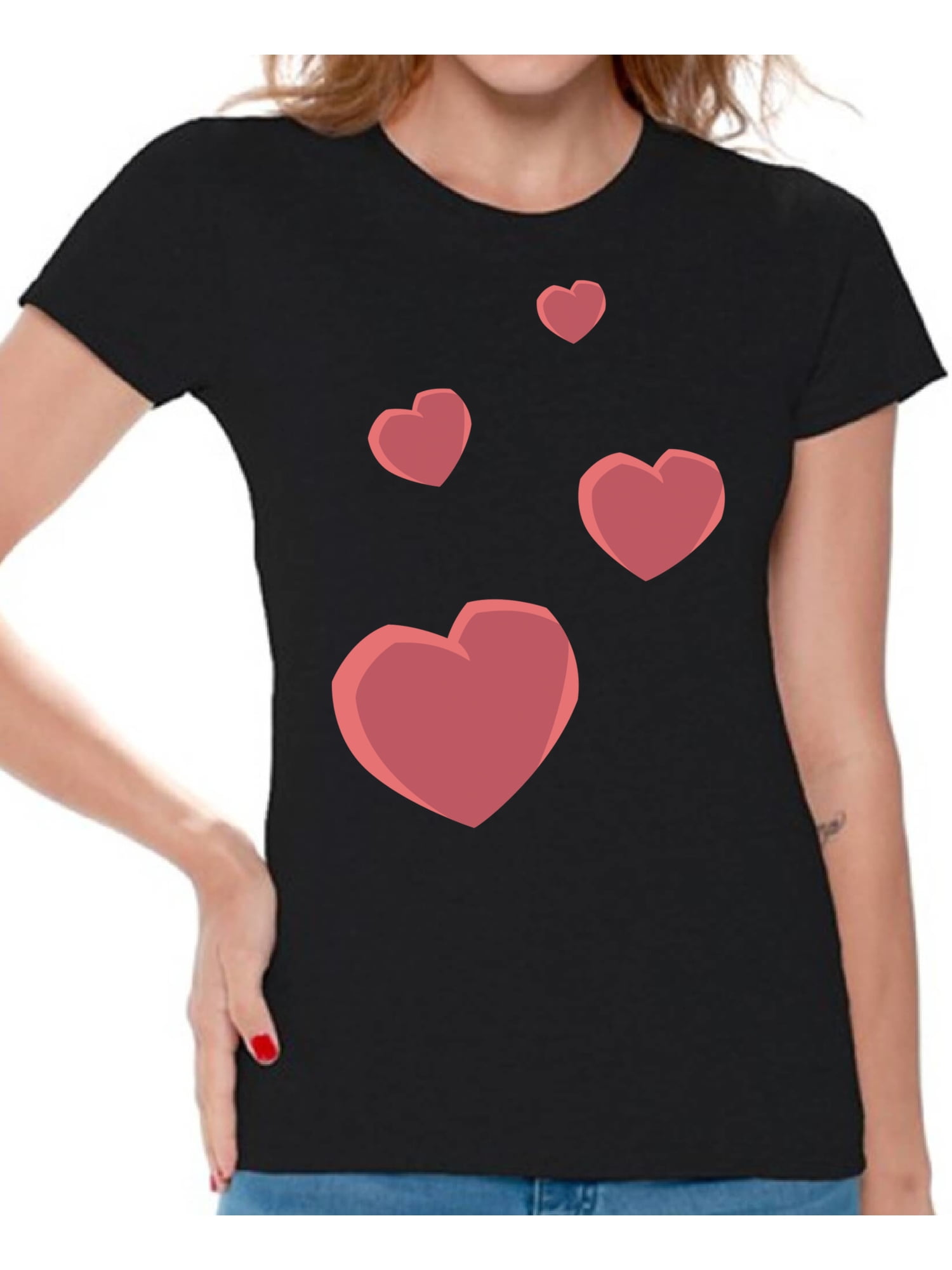 Awkward Styles Valentine's T-Shirt Red Hearts T Shirts for Women Love ...