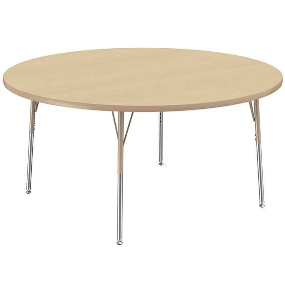 ECR4Kids 60in Round Everyday T-Mold Adjustable Activity Table Maple/Maple/Sand - Standard Swivel