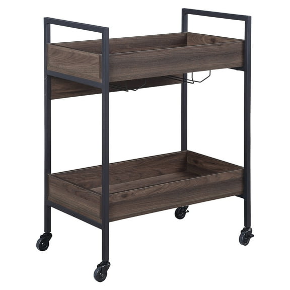 ACME Jerrick Serving Cart in Walnut and Black