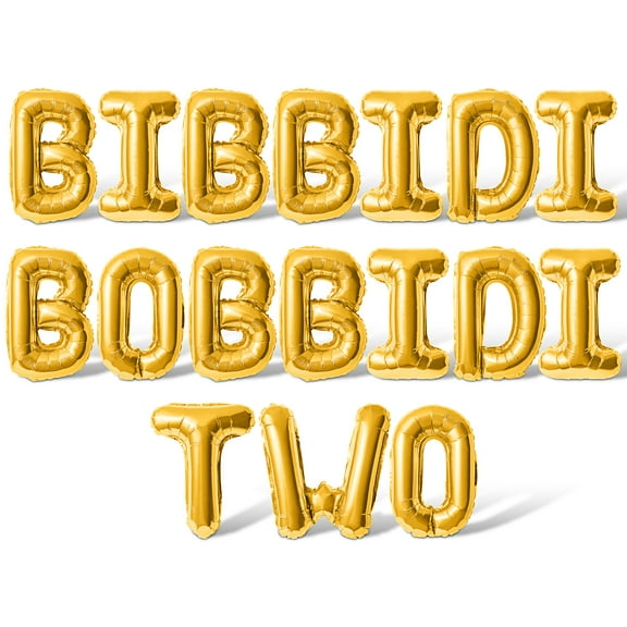 Letter Balloons - BIBBIDI BOBBIDI TWO 16" Inch Alphabet Letters Foil Mylar Balloon 2nd Birthday Party Banner (Gold)