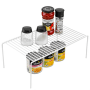 SANNO 2 Pack Large Freezer Cabinet Storage Shelf Rack, Rustproof Stainless Steel Kitchen Organizer Space Saver for Fridge Pantry Shelves Countertops - White, 15.7 * 9.4 Inches