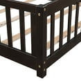 thumbnail image 4 of Miniyam Full Size Toddler Floor Bed with Safety Guardrails, Espresso, 4 of 7