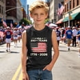 thumbnail image 6 of Kids USA 250th Independence Day Sleeveless Tank Top, Patriotic Flag Print Crew Neck Casual Tee for Boys Girls, Lightweight Summer Top for 4th of July(Black3,12-13 Years), 6 of 6
