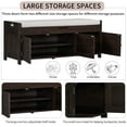 thumbnail image 3 of Shoe Bench with 3 Cabinets and Hidden Storage Space, Storage Bench with Removable Back and Seat Cushion for Hallway, Bedroom, Espresso, 3 of 9