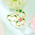 thumbnail image 2 of Adjustable Tulip Flower Ring: Fashionable and Sweet Copper Ring for Women, Featuring Electroplated Floral Design, Perfect for Everyday Wear, 2 of 7