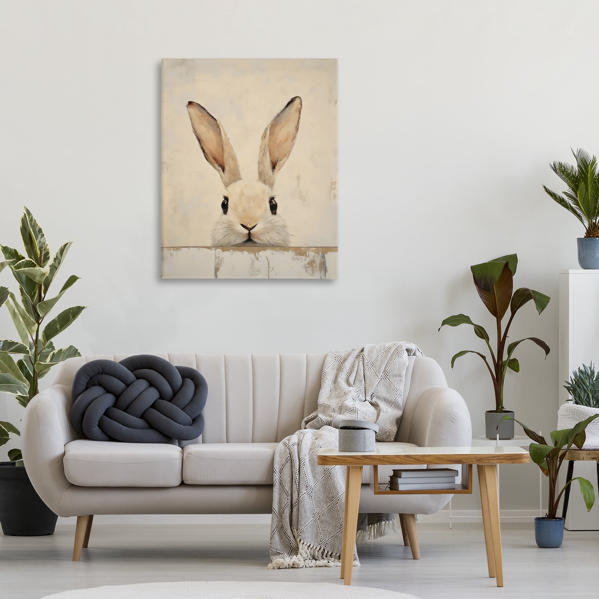 Stupell Industries Peeking Bunny in Soft Neutrals Canvas Wall Art, design by LSR Design Studio