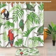 thumbnail image 1 of ABPHQTO Decoración de pájaros Loro y tucán en hojas de palmeras tropicales Cortina de ducha 160x180 cm con felpudo de suelo Alfombras de baño 40x60 cm, 1 of 1