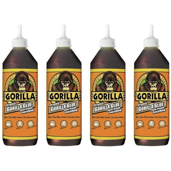 Gorilla Original Gorilla Glue, Waterproof Polyurethane Glue, 36 ounce Bottle, Brown, Pack of 4