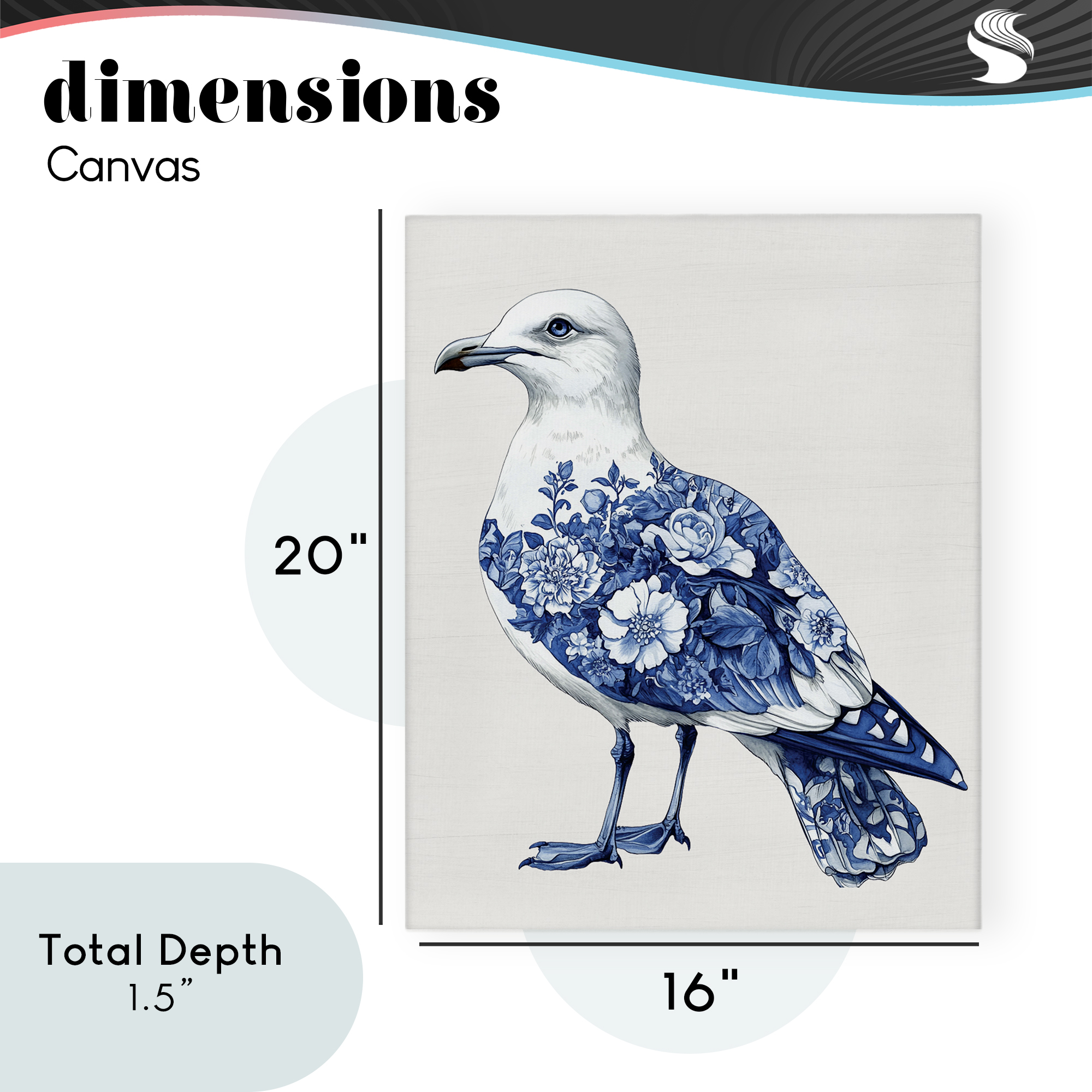 Funky Toile Seagull Canvas Wall Art, design by Lettered and Lined
