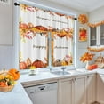 thumbnail image 3 of Fall Pumpkin Kitchen Window Curtains Valance and Tier Set 36 Inch, Happy Autumn Leaves 3 Piece Window Treatment Tiers for Living Room Bedroom Kitchen Decor Drapes, 3 of 6
